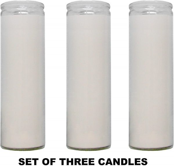 1 X Clear Glass White Paraffin Wax Candles 3 Pack / Clear Glass White Wax Candles Novena Vigil Candles 3 Pack